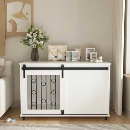 39.37'' White Indoor Dog Crate End Table