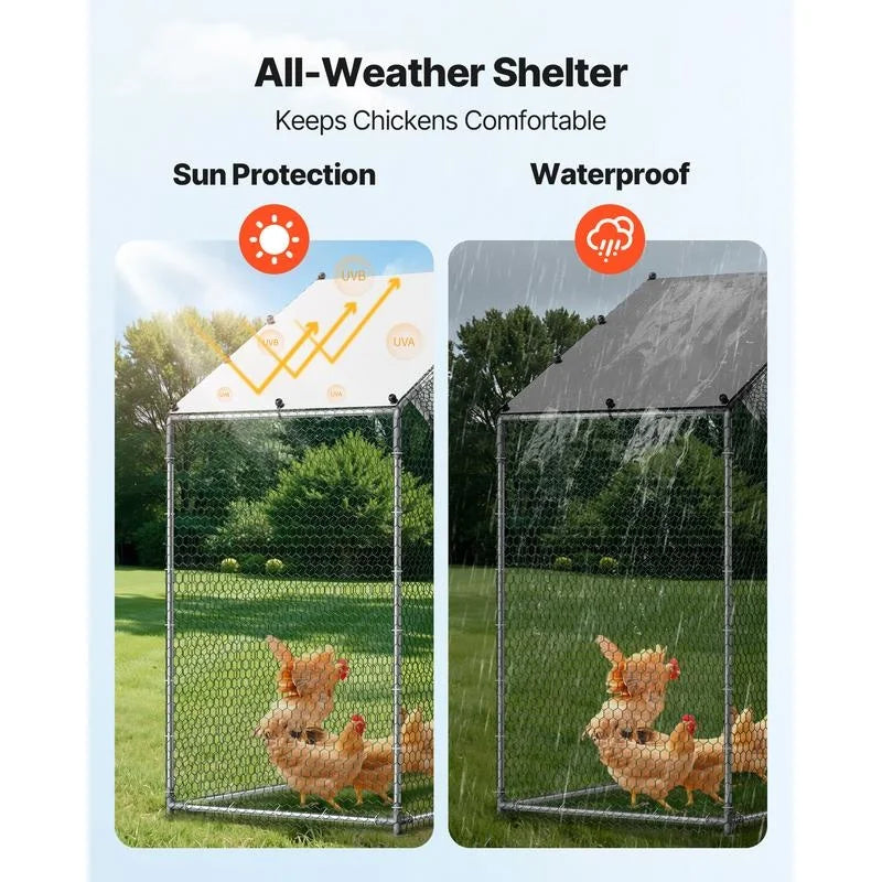 Large Metal Chicken Coop 6.6 x 3.3 x 6.6 ft
