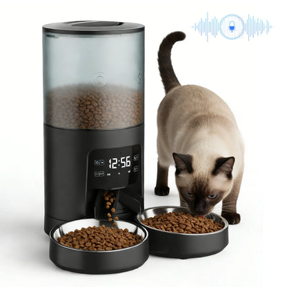 6L Automatic Cat/Dog Feeder with 2 Stainless Bowls