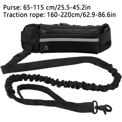 Hands Free Reflective Dog Leash Waist Bag Retractable