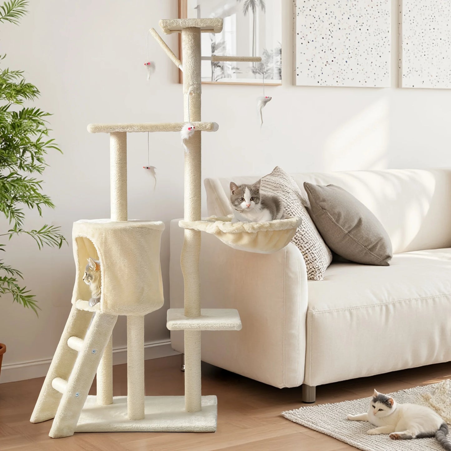 Cat Tower w/ Cozy Beds, House, Scratching Post