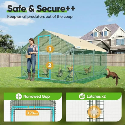 Heavy-Duty 12x9x6.6ft Outdoor Chicken Coop