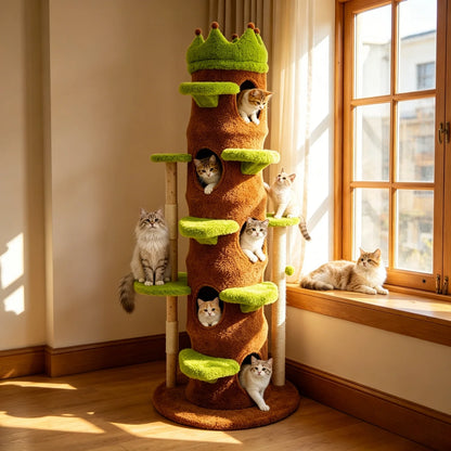 187CM Tall Cat Tree Tower, Green Perch Condo