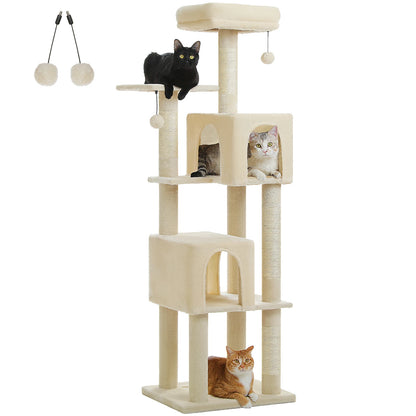 Cat Tree Tower with 2 Condos, Scratching Posts, Perch