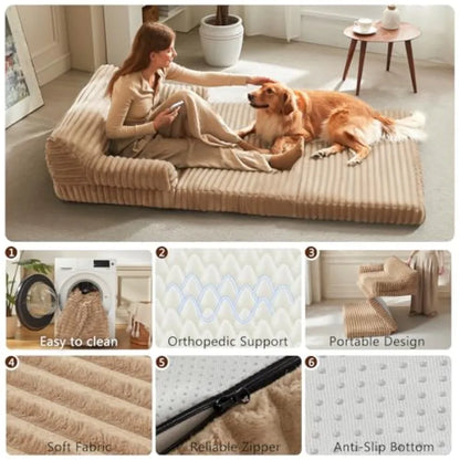 Foldable Human Dog Bed with Washable Cover