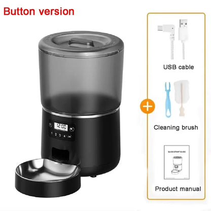 Automatic Pet Feeder 4L Capacity Smart Timer Tuya Control Food Dispenser with Stainless Steel Bowl Dogs Cats Feeding Supplies
