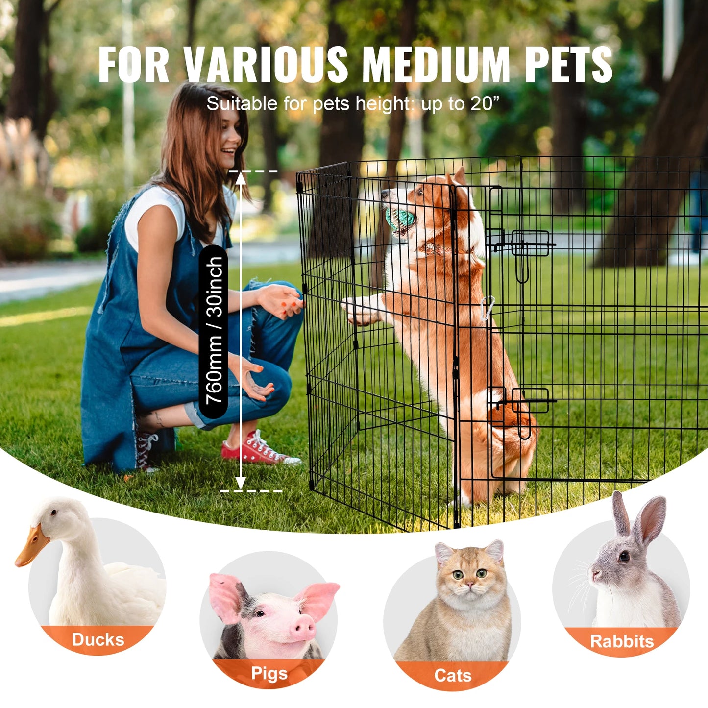 Dog Playpen Foldable Metal Exercise Indoor/ Outdoor