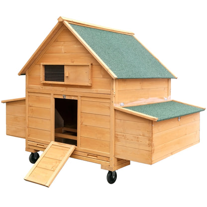 Chicken Coop on Wheels, Large 6-8 Chickens, with Nesting Box