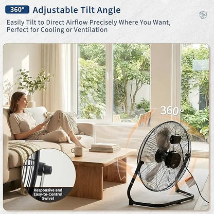18/20 Inch Floor Fan, 3 Speeds 4800 CFM High Velocity
