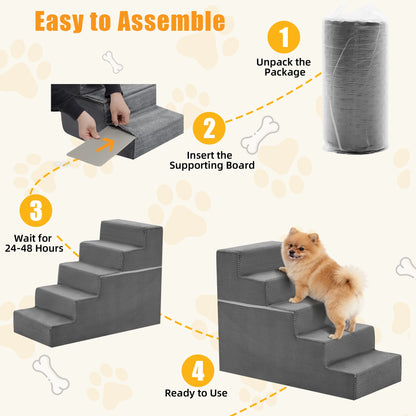 3-5 Step Right Angled Foam Dog Stairs Washable