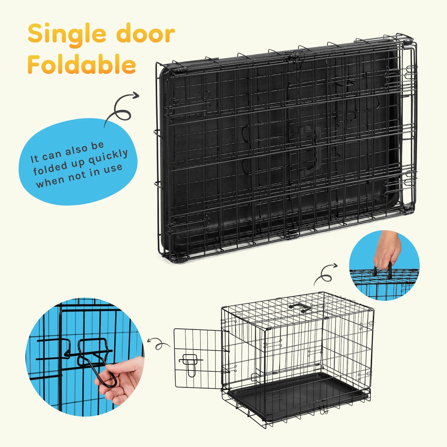 Single Door 30 Inch Folding Metal Wire Dog Cage