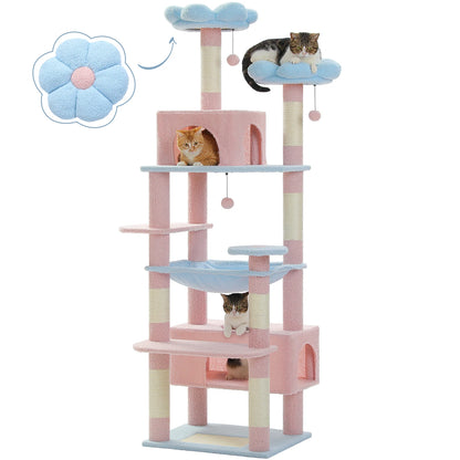 Cat Tree Tower W/ Scratching Posts& Hammock, Condo, Perch, Dangling Balls