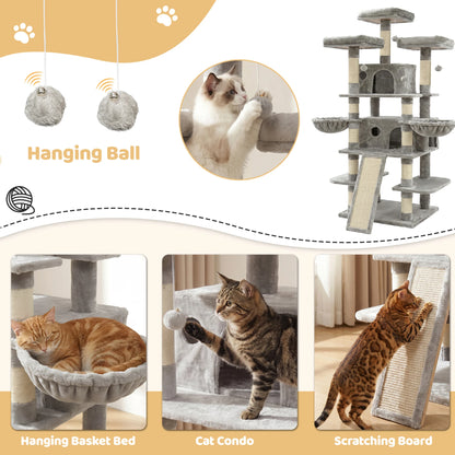 173cm 68in Large Multi-Level Cat Tree Tower Indoor