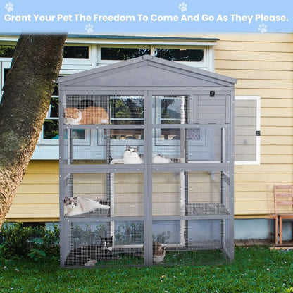 Outdoor Cat Enclosure 71in Height Large Front Door