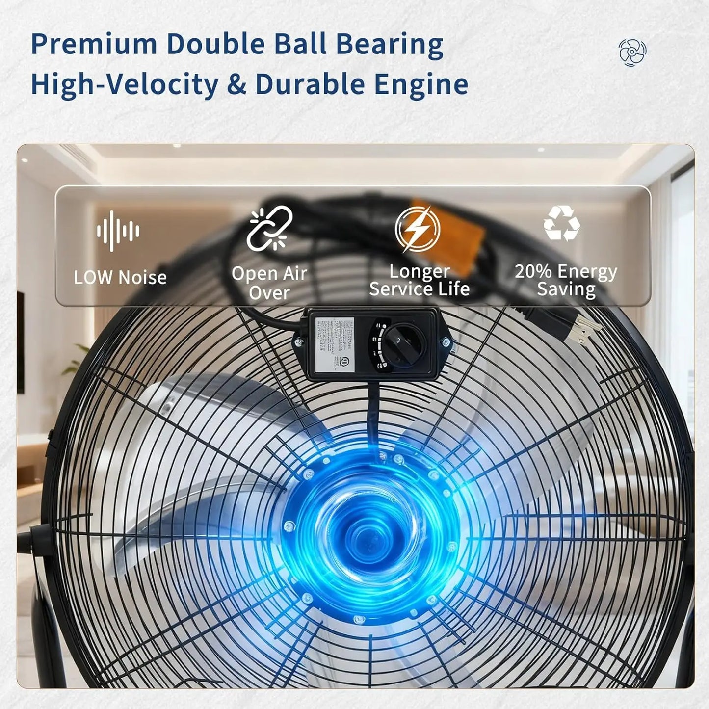 18/20 Inch Floor Fan, 3 Speeds 4800 CFM High Velocity