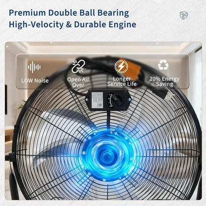 18/20 Inch Floor Fan, 3 Speeds 4800 CFM High Velocity