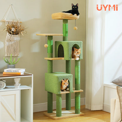 Cat Tree Tower with 2 Condos, Scratching Posts, Perch