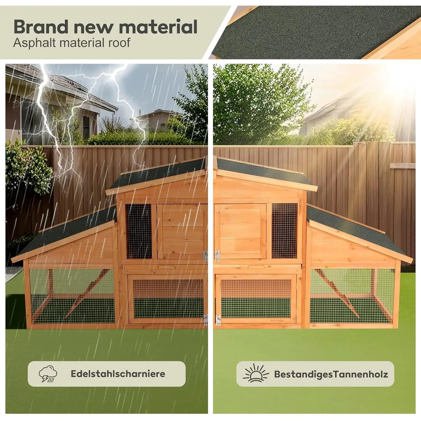 Weatherproof Wooden Chicken Coop with Run