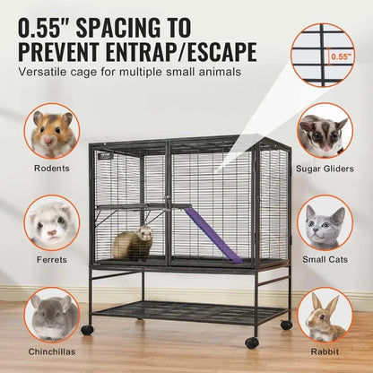 Rolling Metal Small Animal Cage with Ramps & Tray