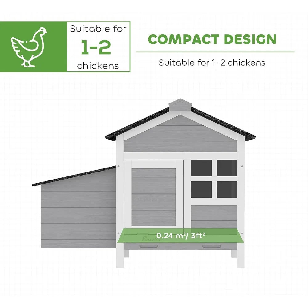 Outdoor Weatherproof Wooden Chicken Coop with Nesting Box