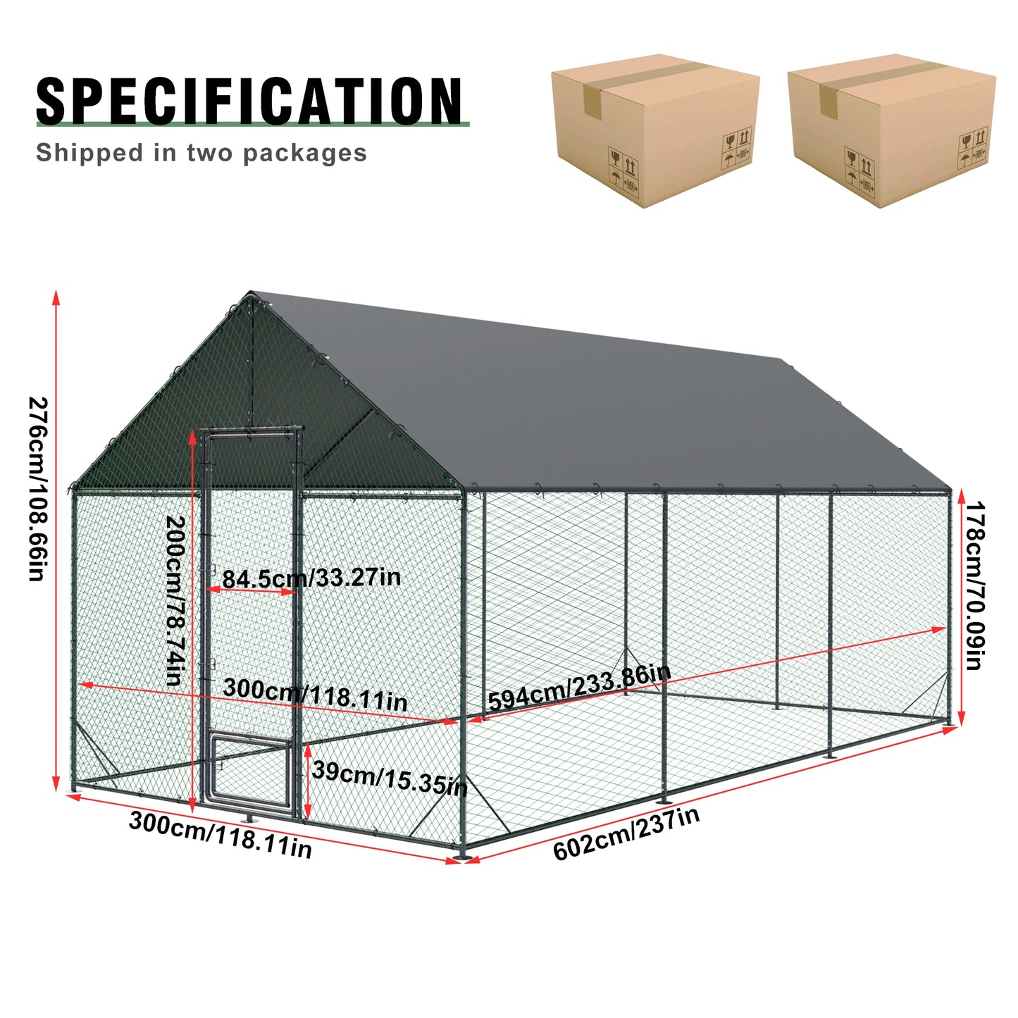 Large Metal Chicken Coop Duck Hen House