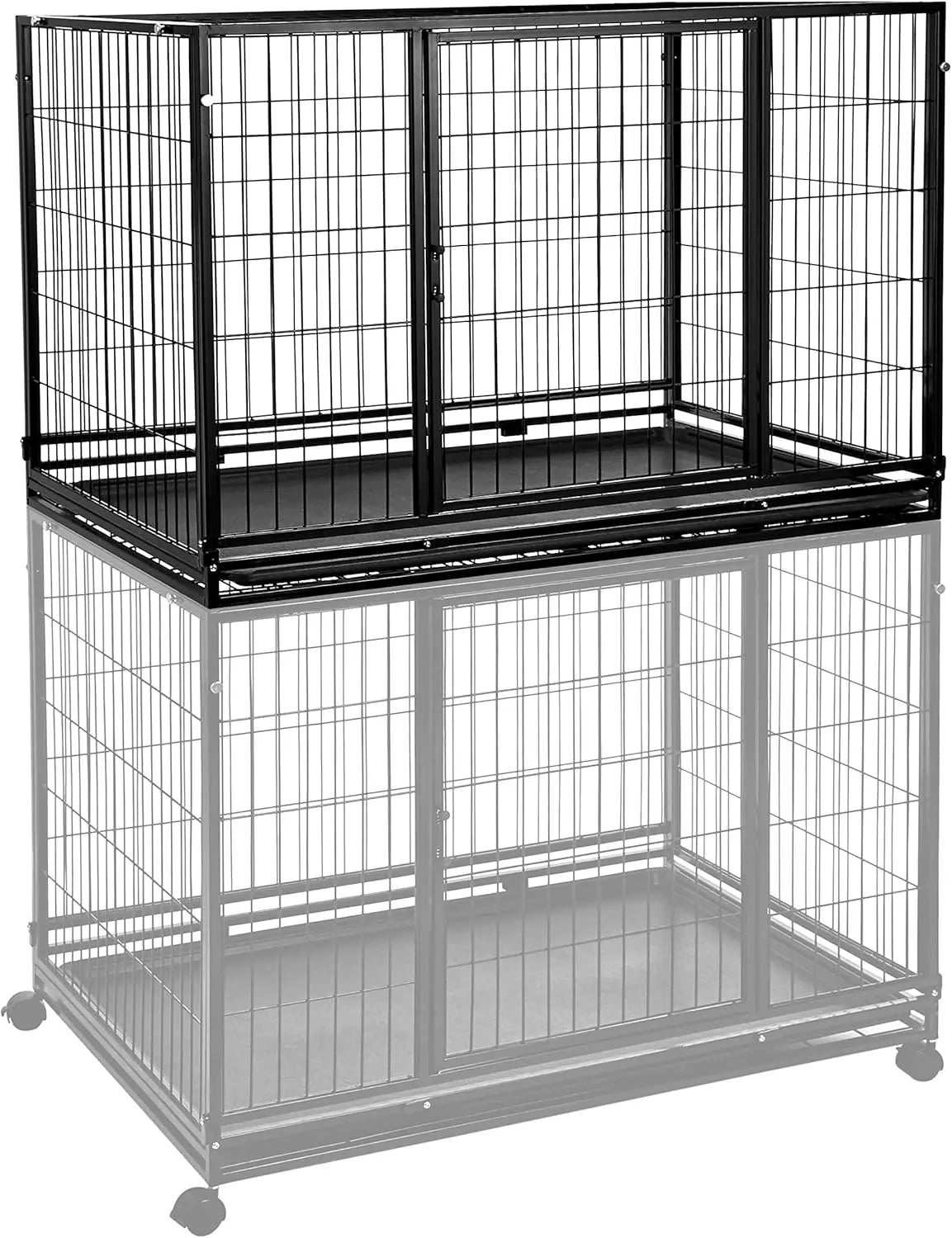 Portable Stackable Dog Kennel, Black, 48.2" L x 37.8" W x 42.5" H
