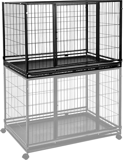 Portable Stackable Dog Kennel, Black, 48.2" L x 37.8" W x 42.5" H