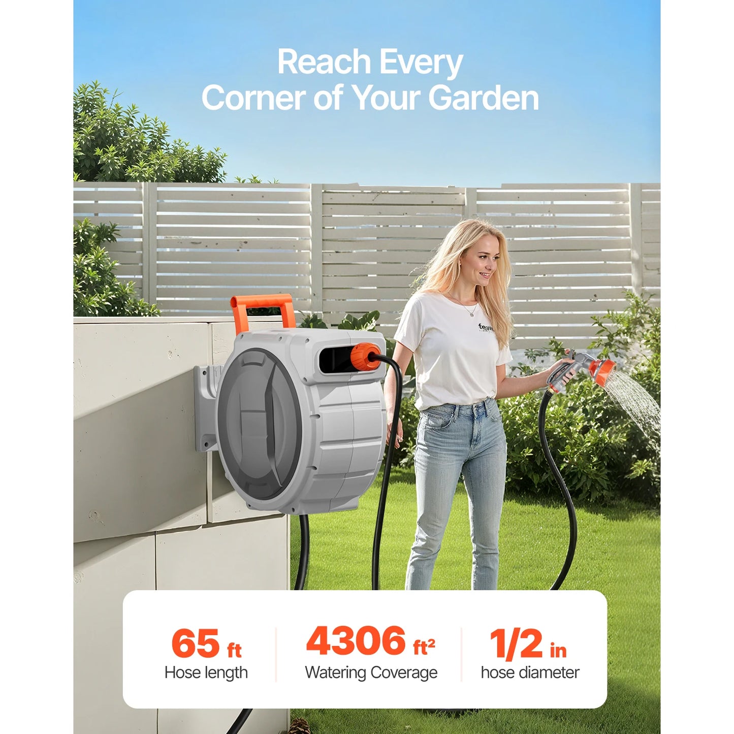 Garden Hose Reel Retractable Wall Mounted 3/4 IN