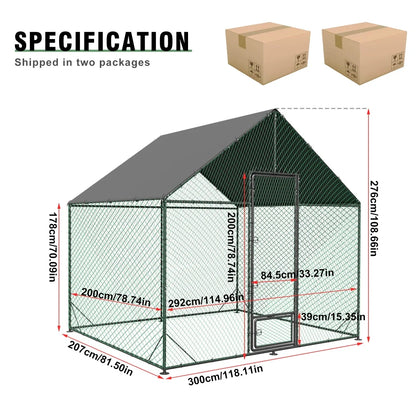 Heavy Duty XXL XL L Upgrade Chicken Coop Metal Chicken Run Walkin Poultry Habitat Cage with Nylon Netting Waterproof Cover