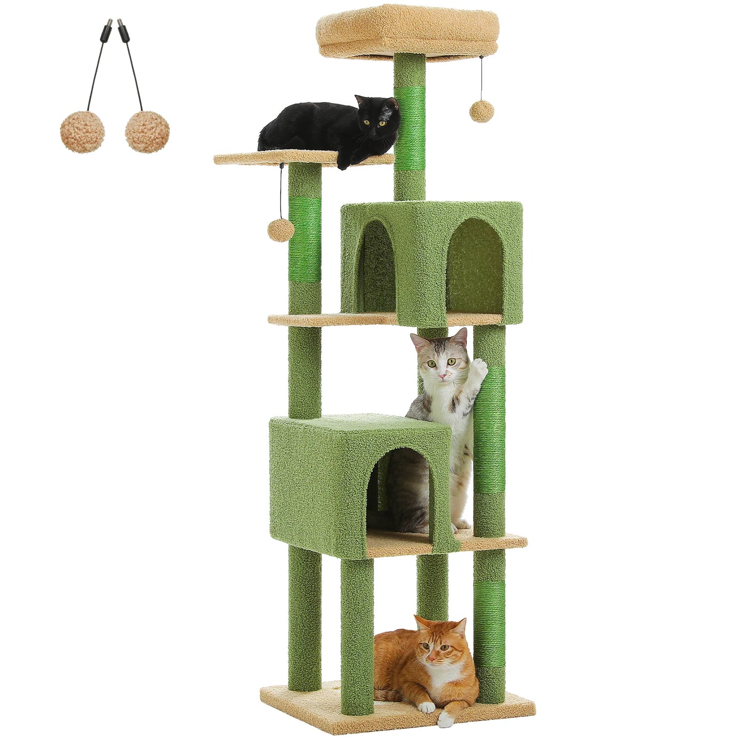 Cat Tree Tower with 2 Condos, Scratching Posts, Perch