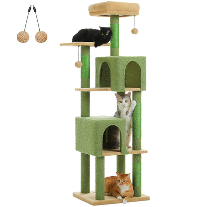 Cat Tree Tower with 2 Condos, Scratching Posts, Perch