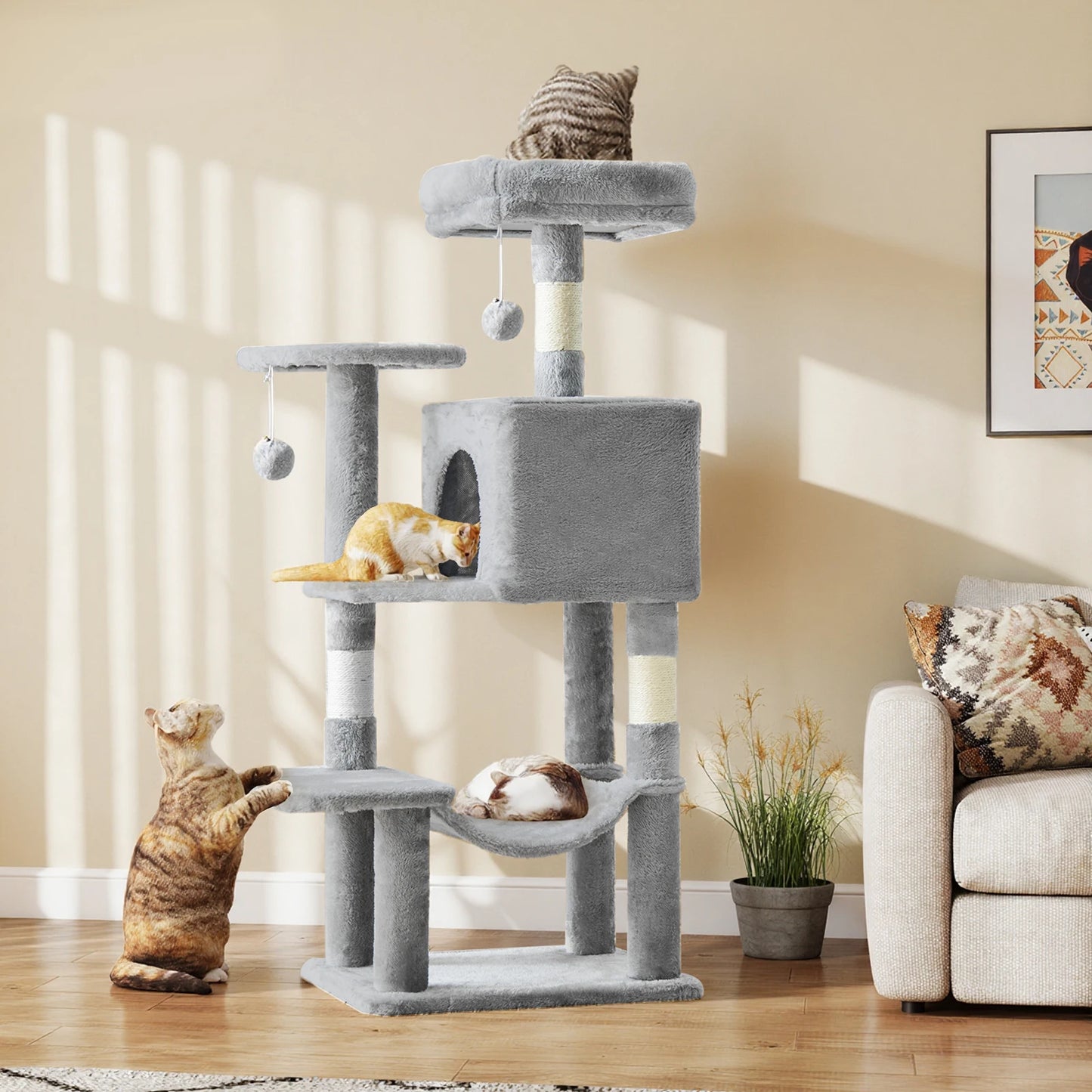 44In Cat Tree Climbing Tower, Scratching Posts, Condo, Perch