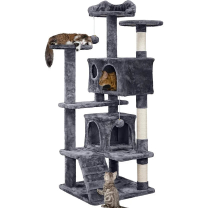54in Cat Tree Tower with Kitten-Ear Perch
