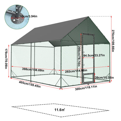 Large Metal Chicken Coop Duck Hen House