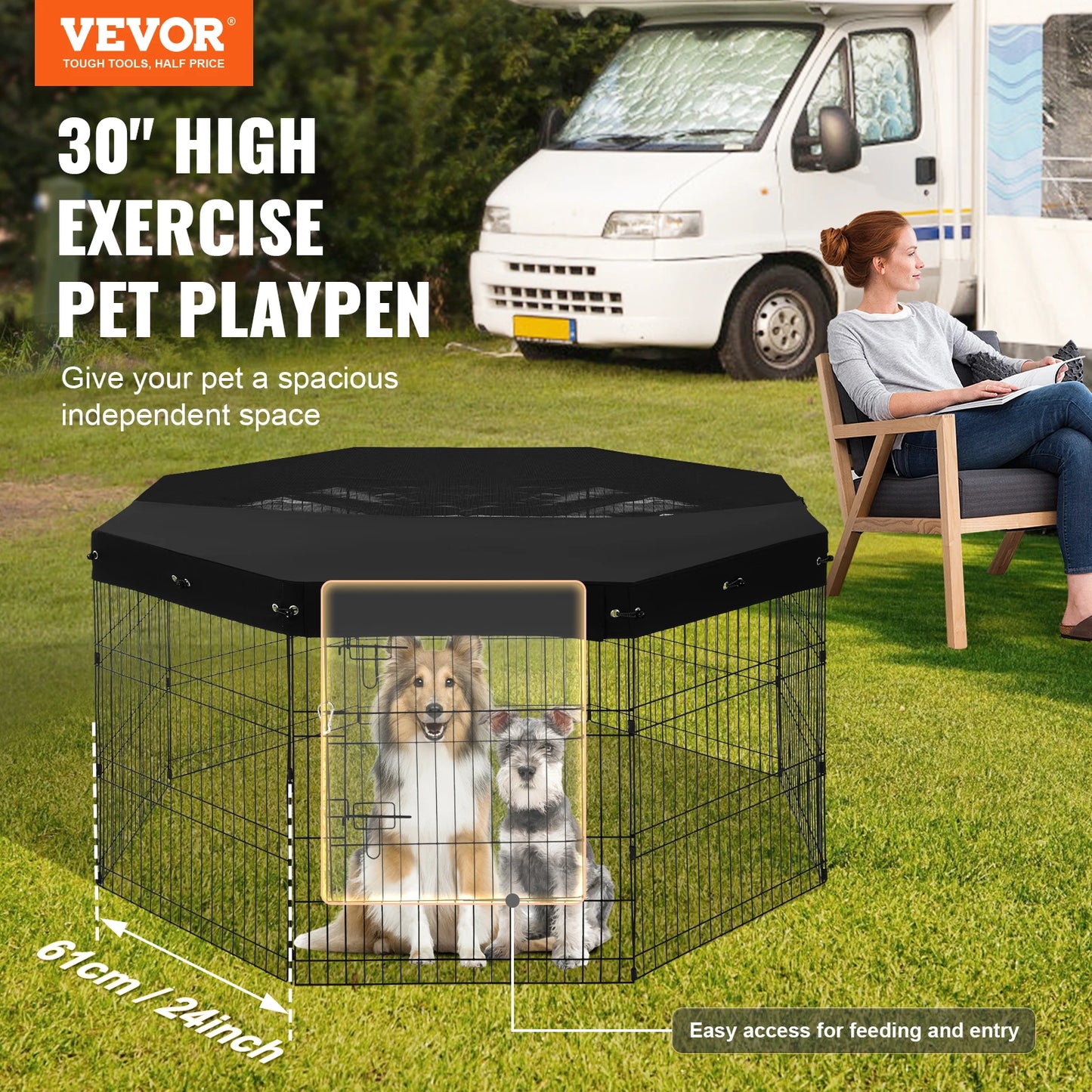 Dog Playpen Foldable Metal Exercise Indoor/ Outdoor