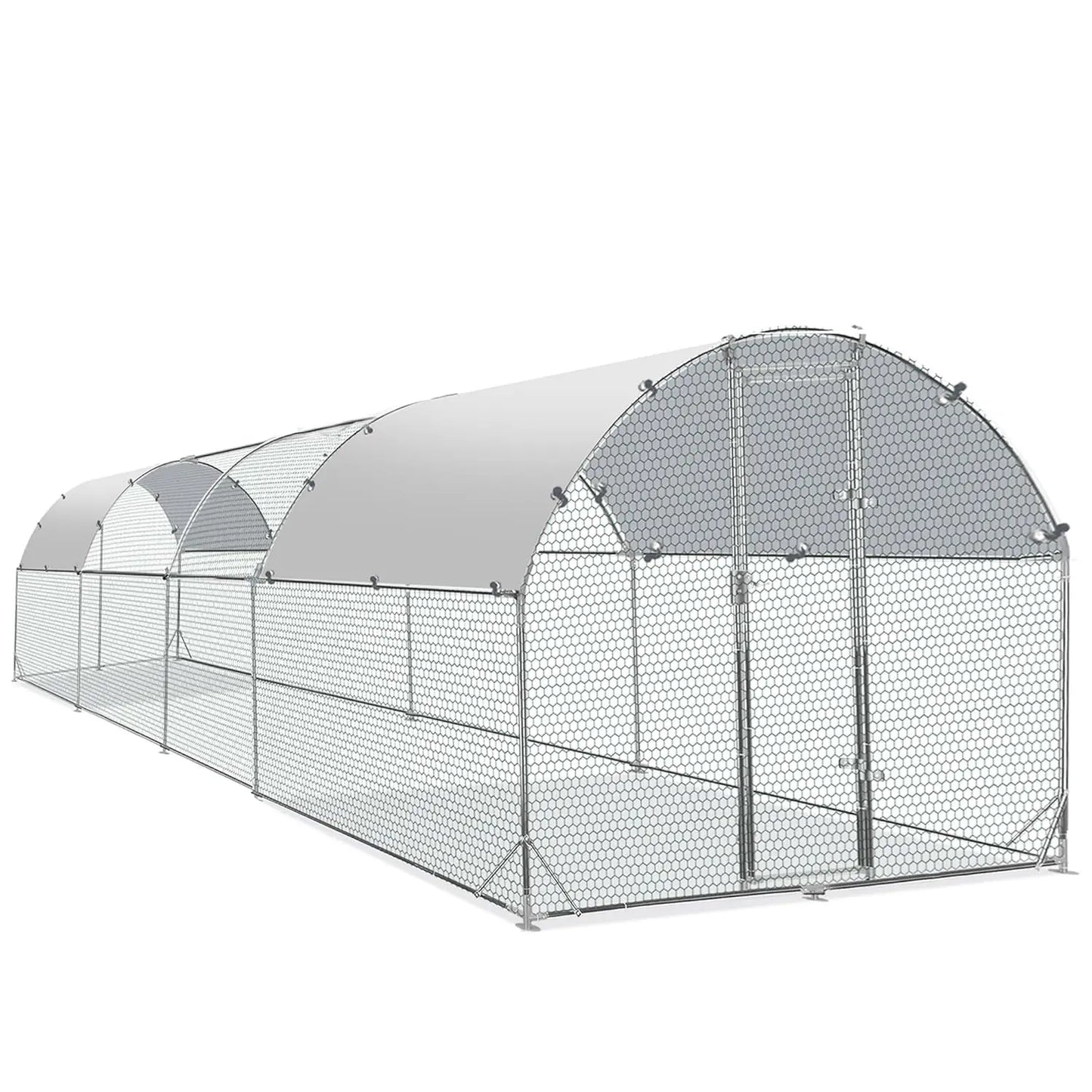 Metal Round Top Chicken Coop Cover Outdoor Run 25x9x6.5ft