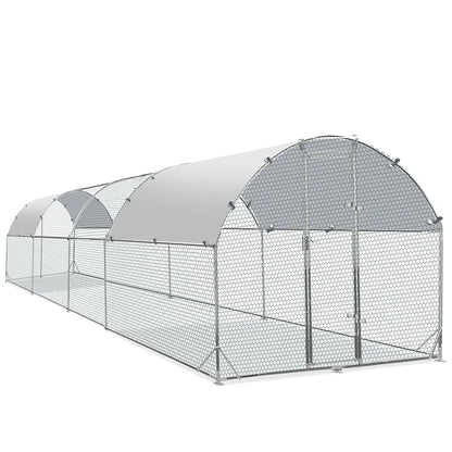 Metal Round Top Chicken Coop Cover Outdoor Run 25x9x6.5ft