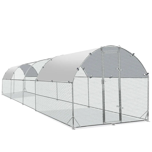 Metal Round Top Chicken Coop Cover Outdoor Run 25x9x6.5ft