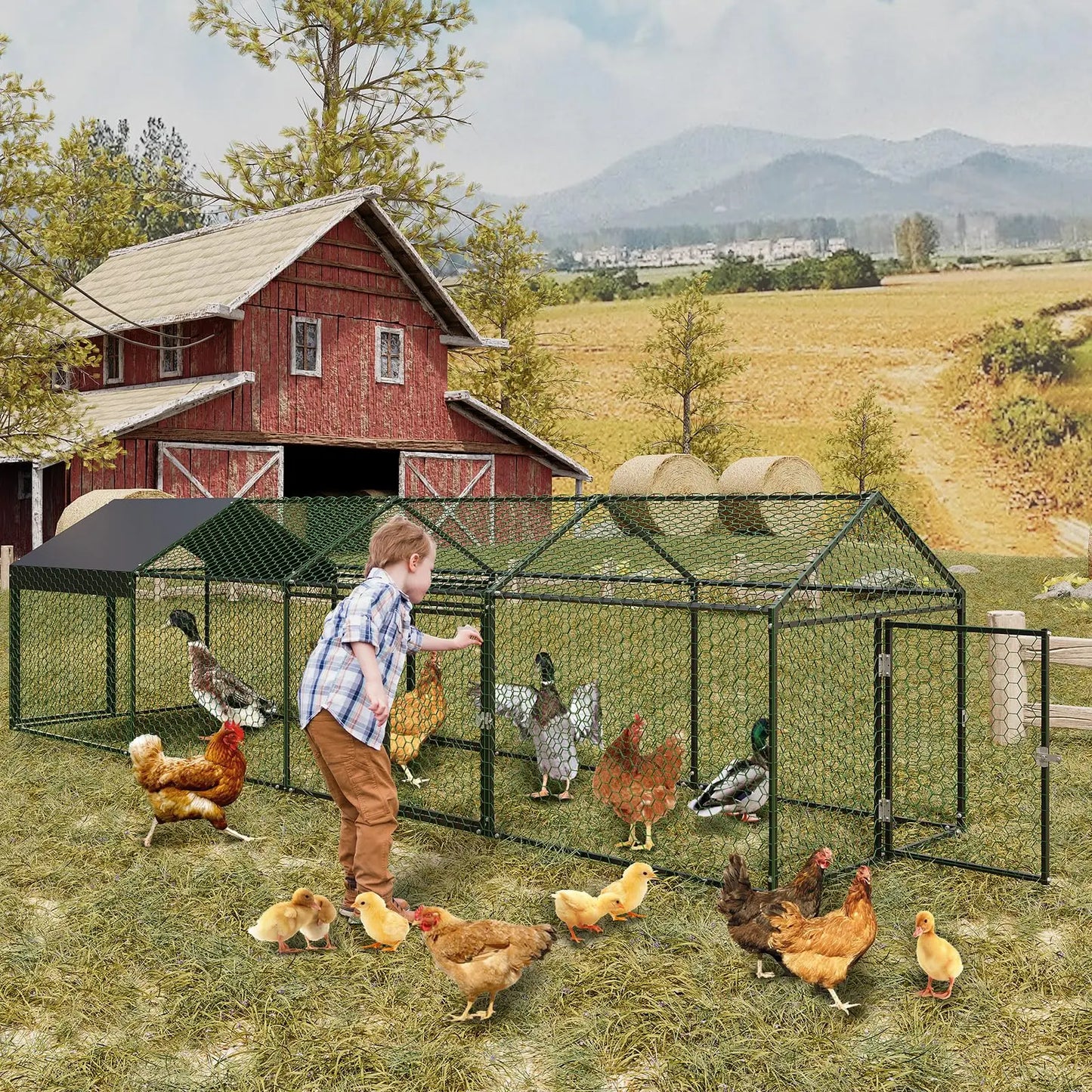 Metal Chicken Coop Heavy Duty Walk-in Chicken Runs
