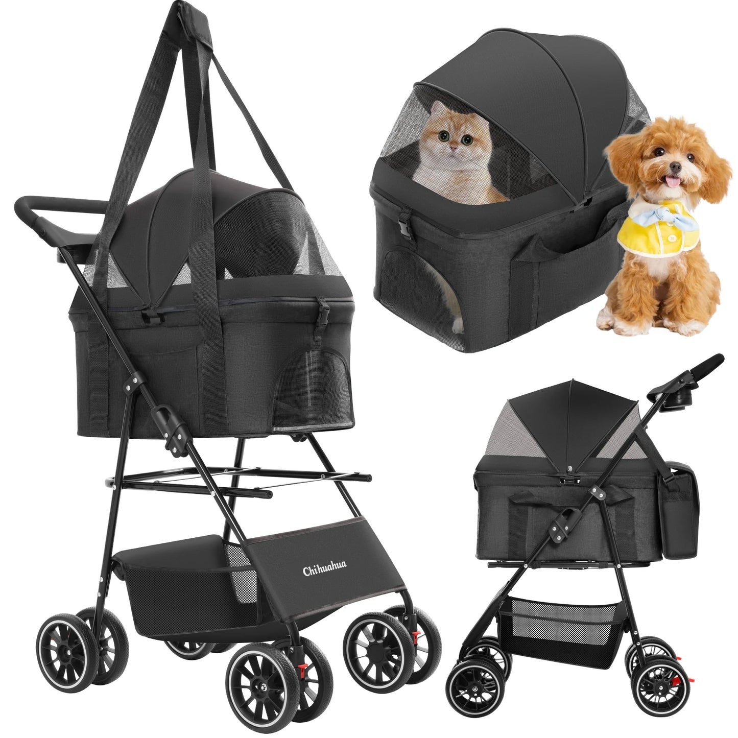 3 in 1 Pet Stroller for Medium Dogs Cats