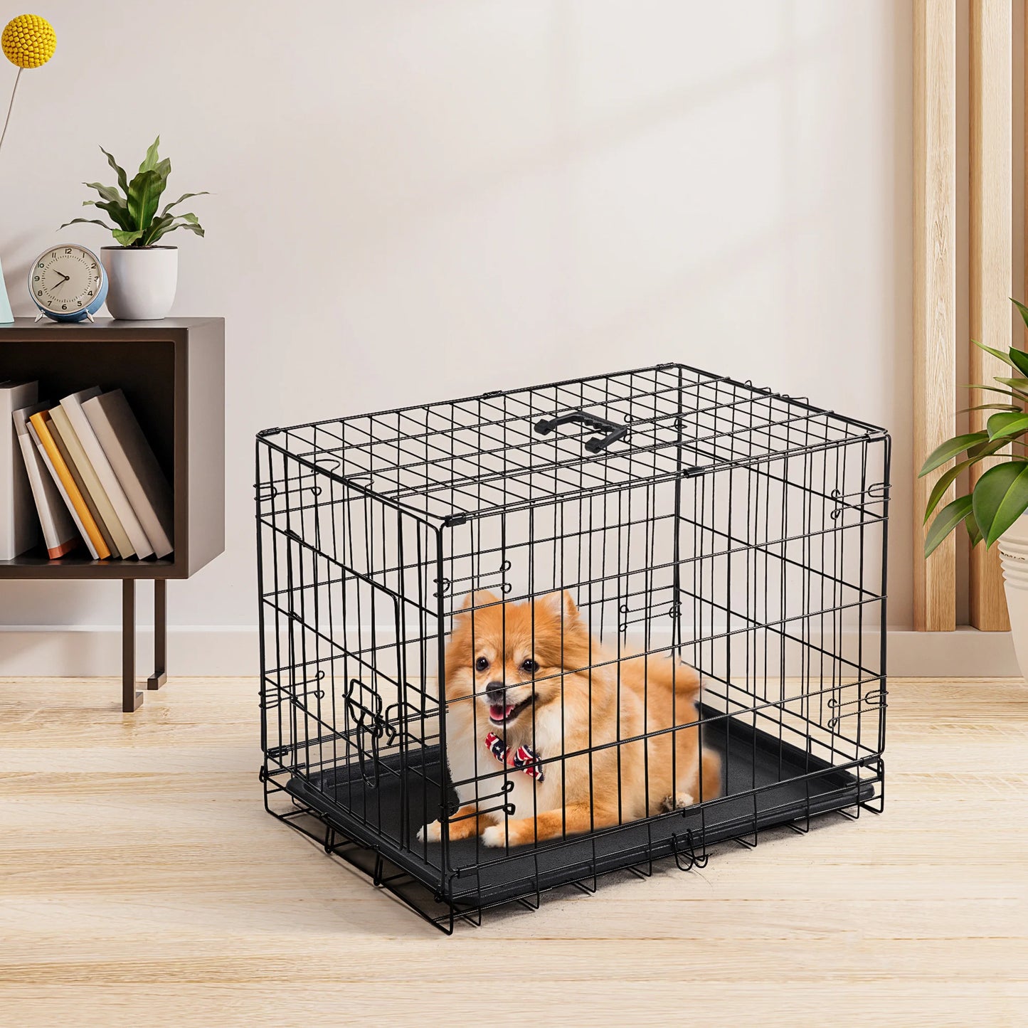 Single Door 30 Inch Folding Metal Wire Dog Cage