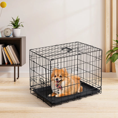 Single Door 30 Inch Folding Metal Wire Dog Cage