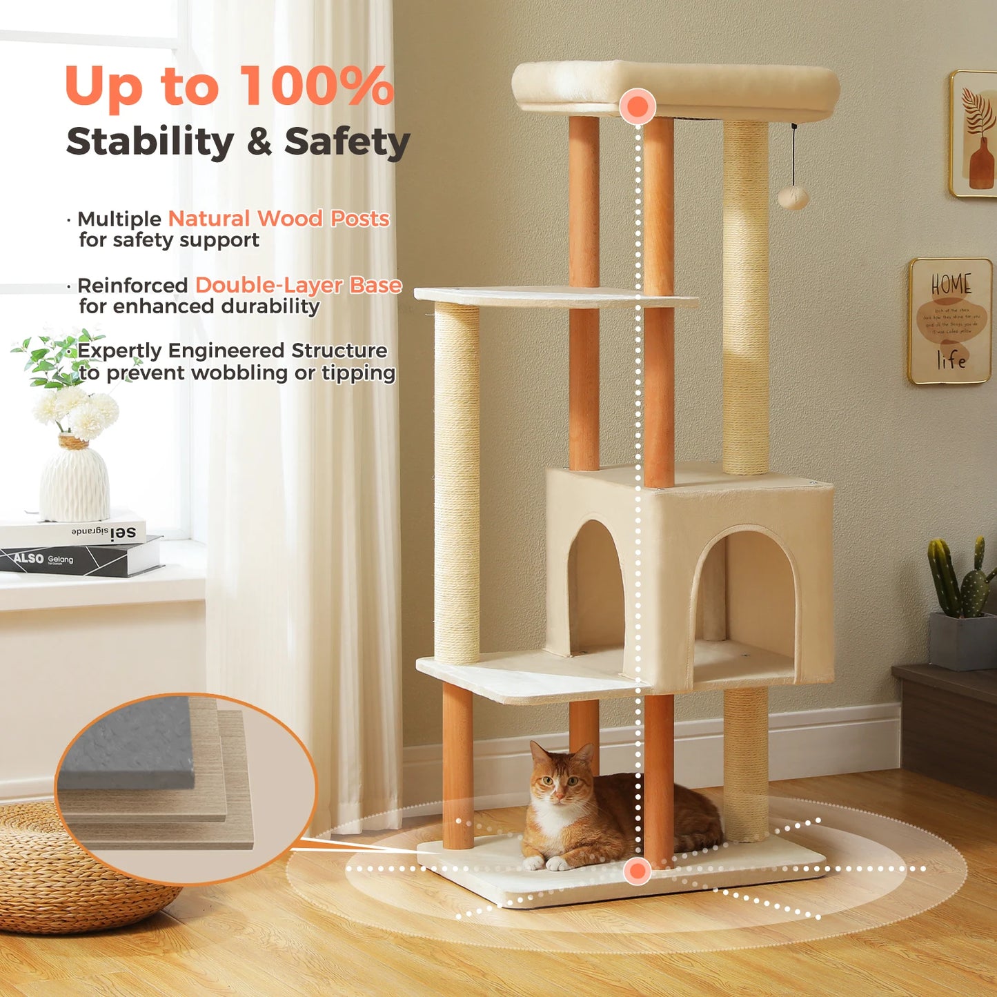 Modern Cat Tree for Indoor Cats, Multi-Level