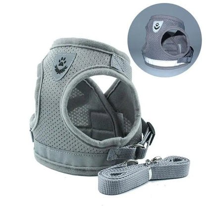 Dog Harness and Leash Set For  Small Medium Dogs Nylon Mesh Puppy Cat Harnesses Vest Reflective Walking Lead Leash Puppy Harness and Leash No Pull Adjustable Reflective Harness with Soft Mesh for Puppies and Small Dogs