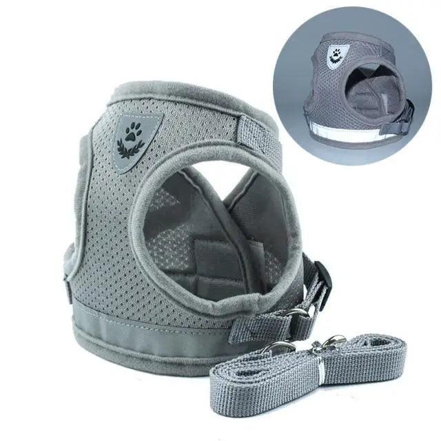Dog Harness and Leash Set For  Small Medium Dogs Nylon Mesh Puppy Cat Harnesses Vest Reflective Walking Lead Leash Puppy Harness and Leash No Pull Adjustable Reflective Harness with Soft Mesh for Puppies and Small Dogs