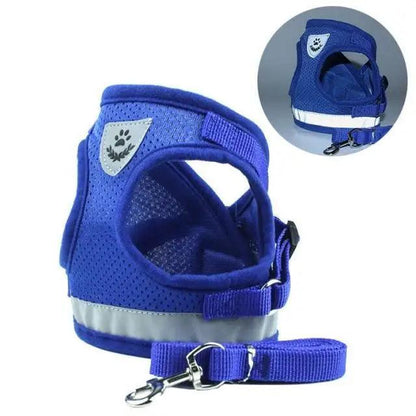 Dog Harness and Leash Set For  Small Medium Dogs Nylon Mesh Puppy Cat Harnesses Vest Reflective Walking Lead Leash Puppy Harness and Leash No Pull Adjustable Reflective Harness with Soft Mesh for Puppies and Small Dogs