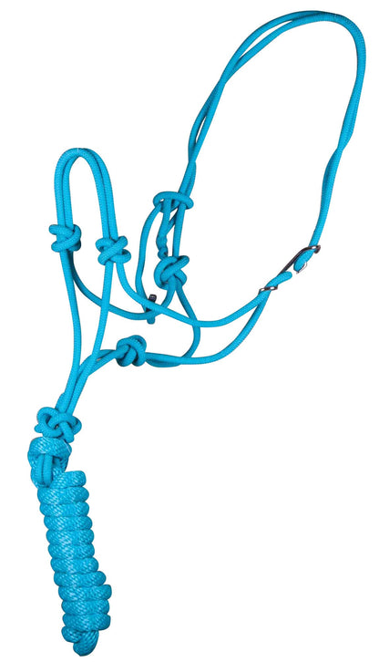 Jeffers Easy-On Clip Nylon Rope Horse Halter with Lead
