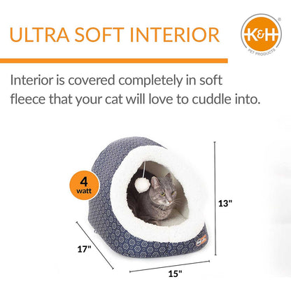 K&H Pet Products Thermo-Pet Cave Heated Cat Bed – Plush Cat Cave & Tunnel for Cats and Small Dogs