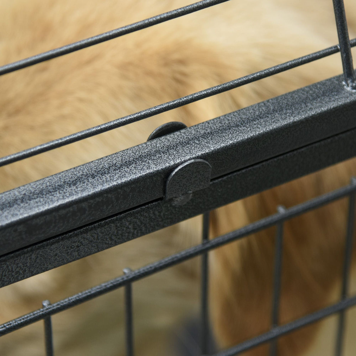 PawHut Metal Dog Crate 37" Heavy Duty Folding Kennel with Removable Tray Cover 4 Wheels Gray