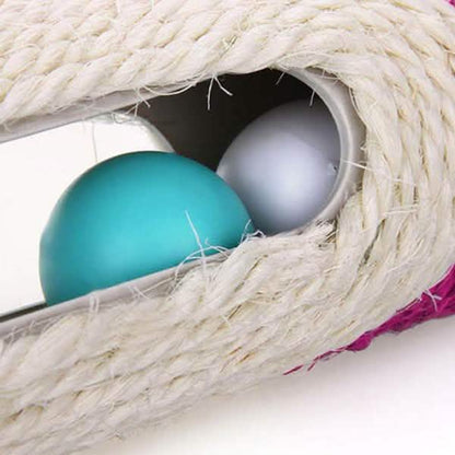 Pet Cat Rolling Sisal Scratching Post Trapped With 3 Ball Training Novely Toy